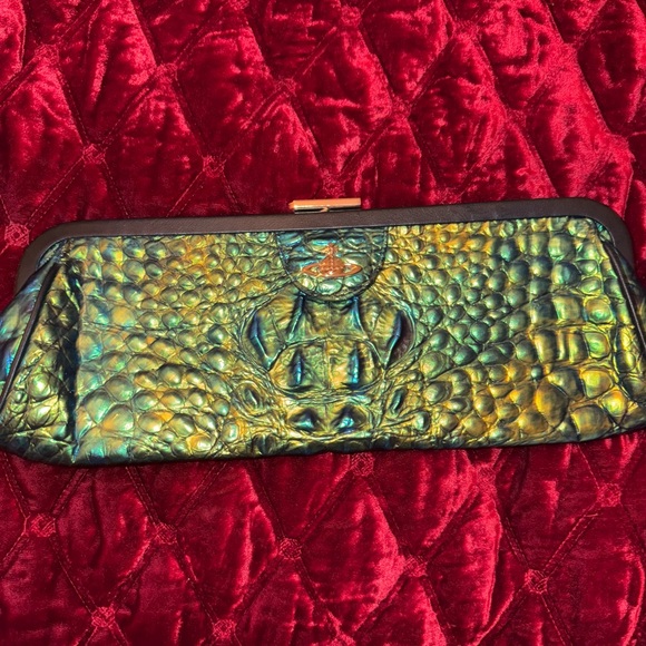 Vivienne Westwood metallic Green Clutch alligator skin rare! - Picture 8 of 8